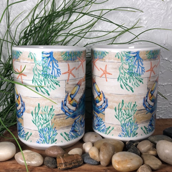 Orca Coating Collection Crab Life Coffee Tea Cocoa Mugs 16 oz Set of 2 - Picture 5 of 16